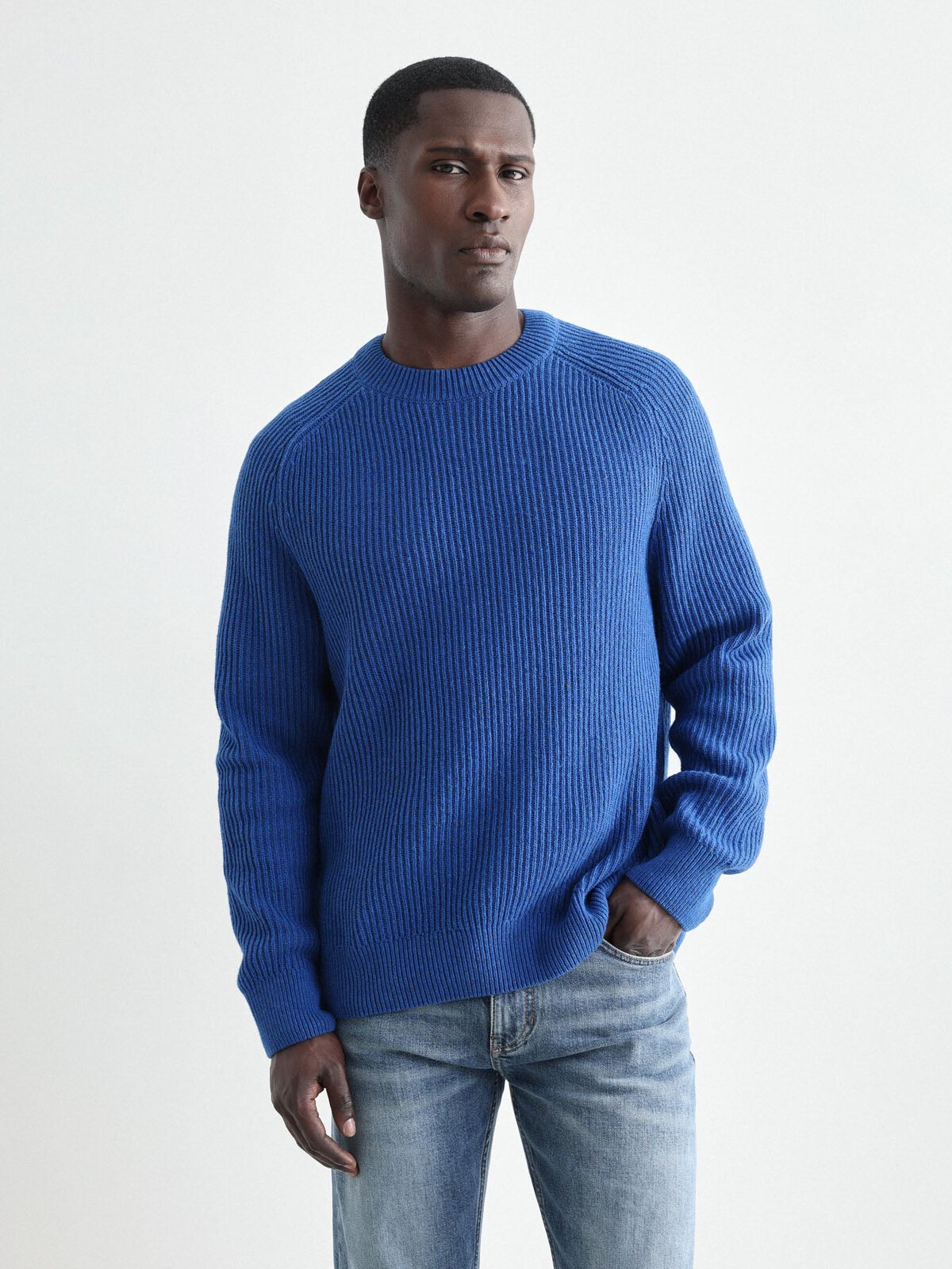 Ripp-Pullover Regular (OCS) - Electric Blue von Lanius