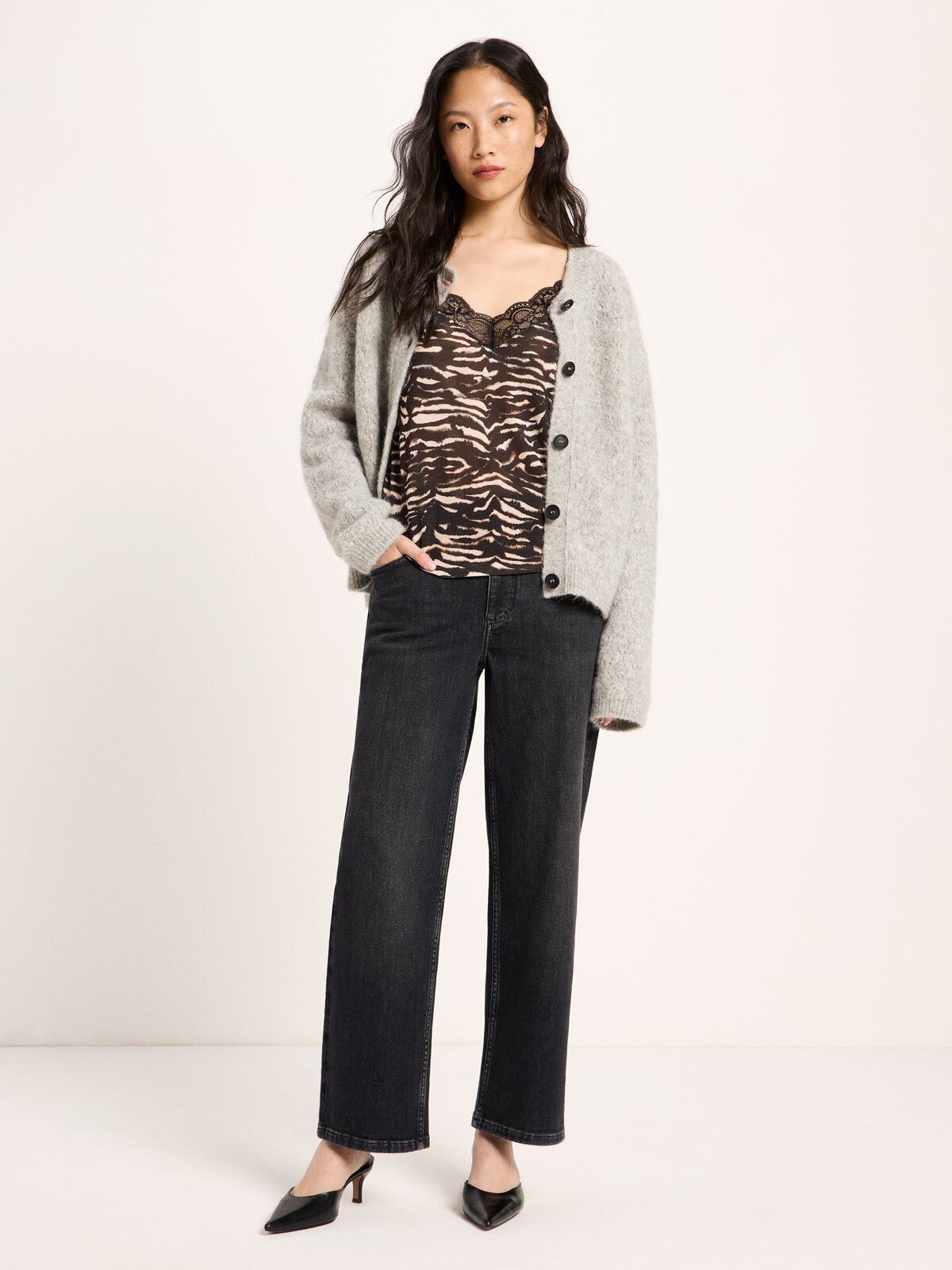 Strickjacke - Grey Melange von Lanius