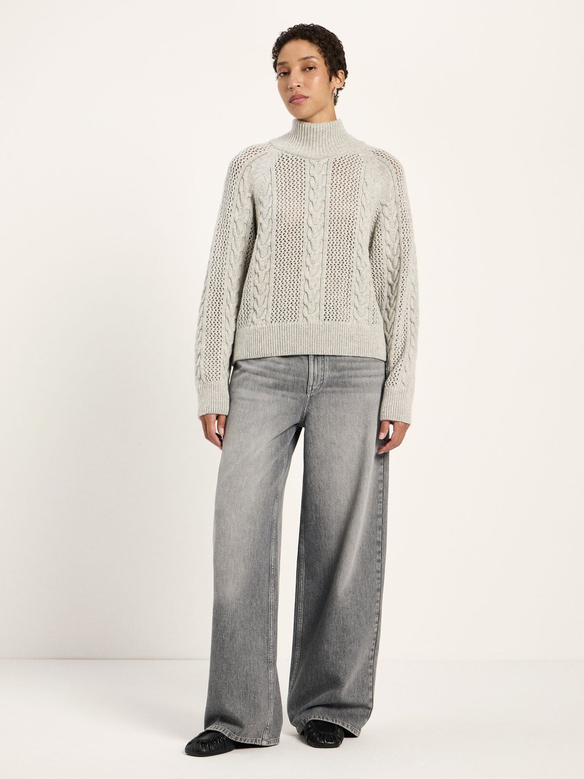 Zopf-Pullover (GOTS) - Grey Mel. von Lanius