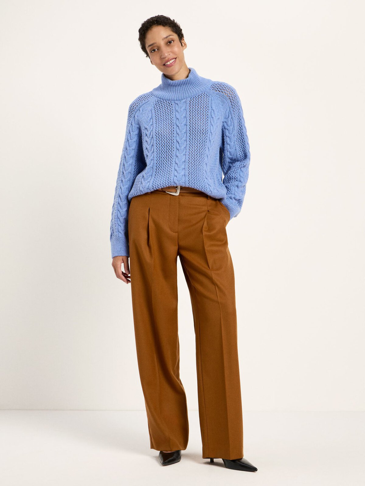 Zopf-Pullover (GOTS) - Light Blue Melange von Lanius