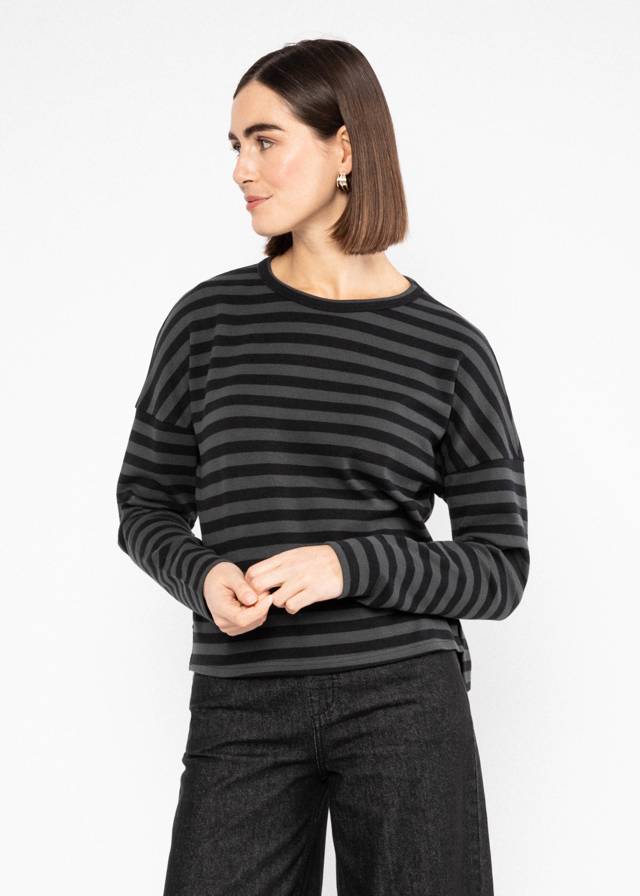 Longsleeve Stereo Rainbow Crew - Black Line Stripes von Blutsgeschwister