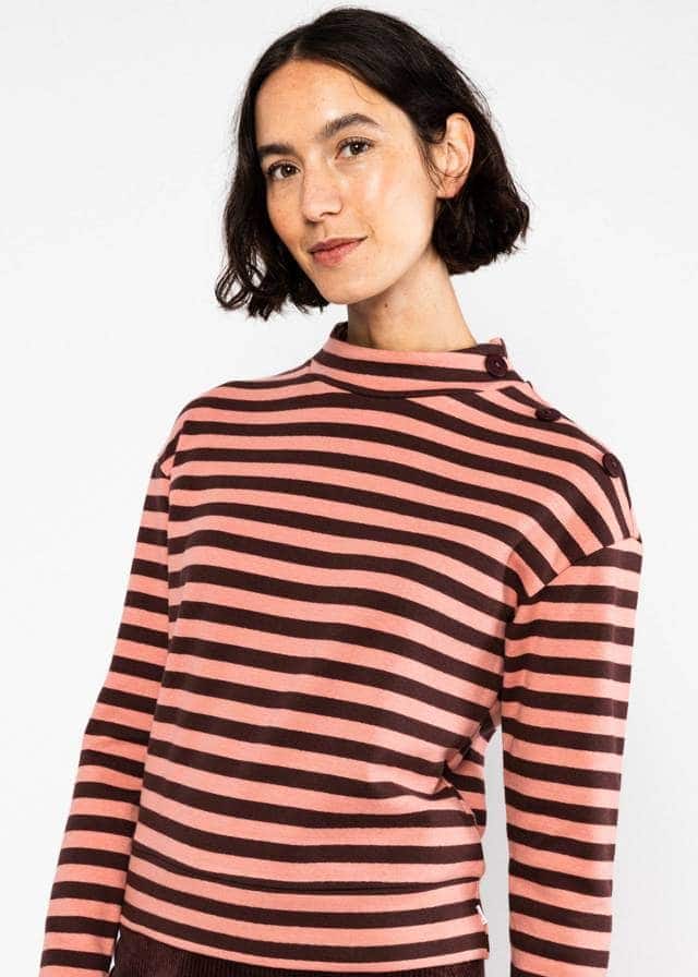 Longsleeve Stereo Rainbow Seafarer - Dusty Brown Line Stripes von Blutsgeschwister
