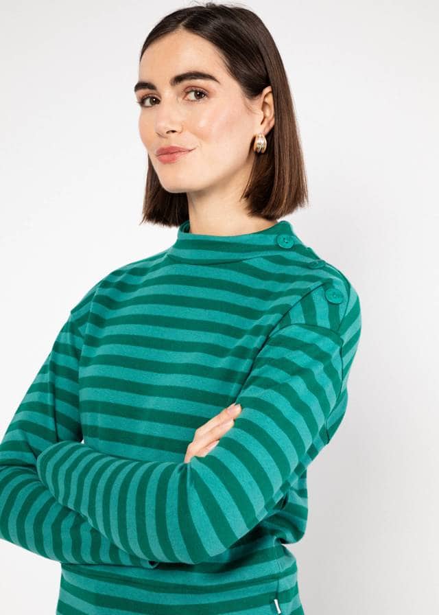 Longsleeve Stereo Rainbow Seafarer - Emerald Line Stripes von Blutsgeschwister