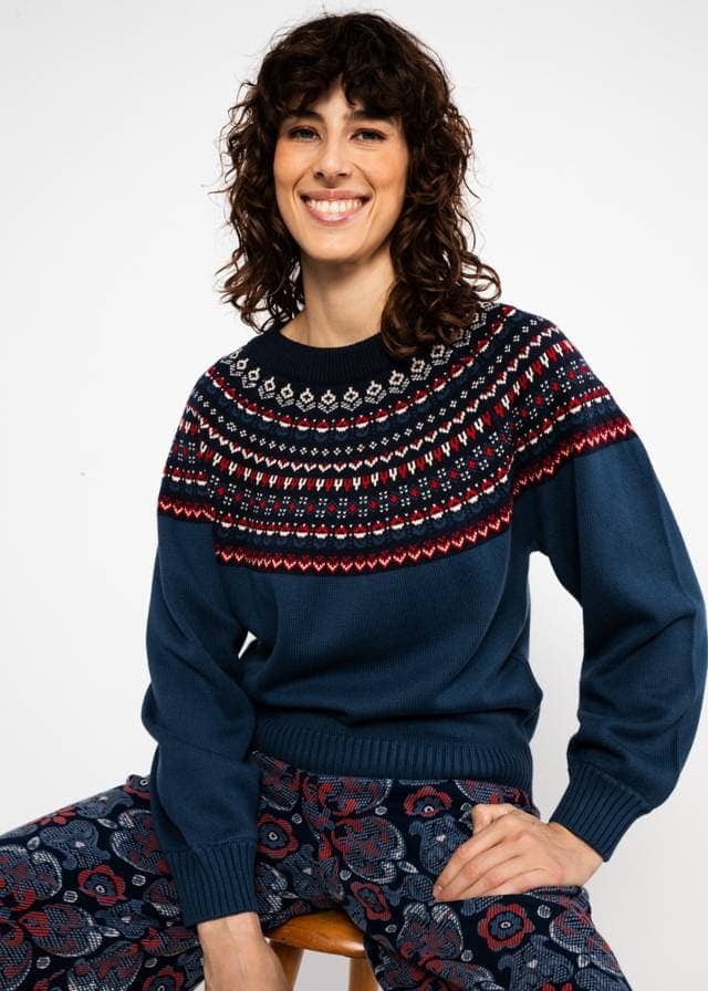 Strickpullover Scandi Circle - Worn In Winter Knit Blue von Blutsgeschwister