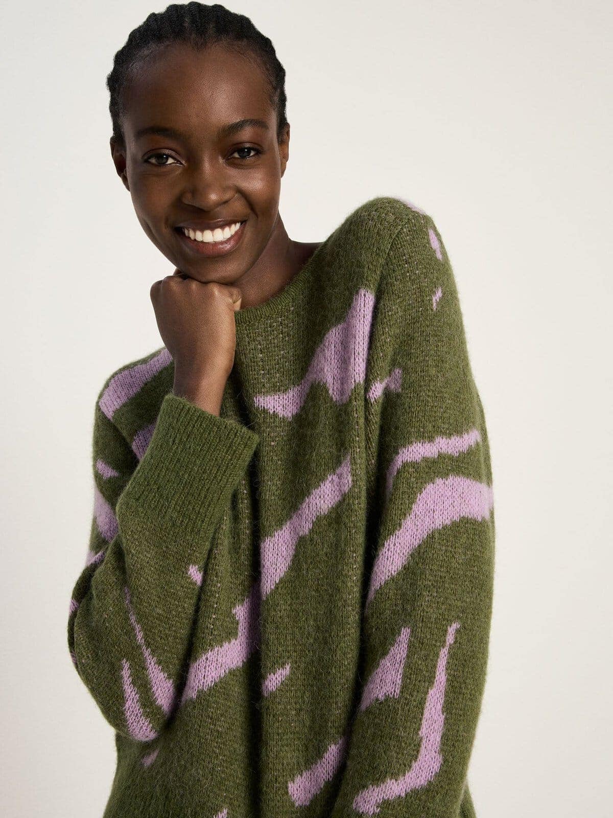 Pullover mit Jacquard - Garden Green / Pale Violet von Lanius
