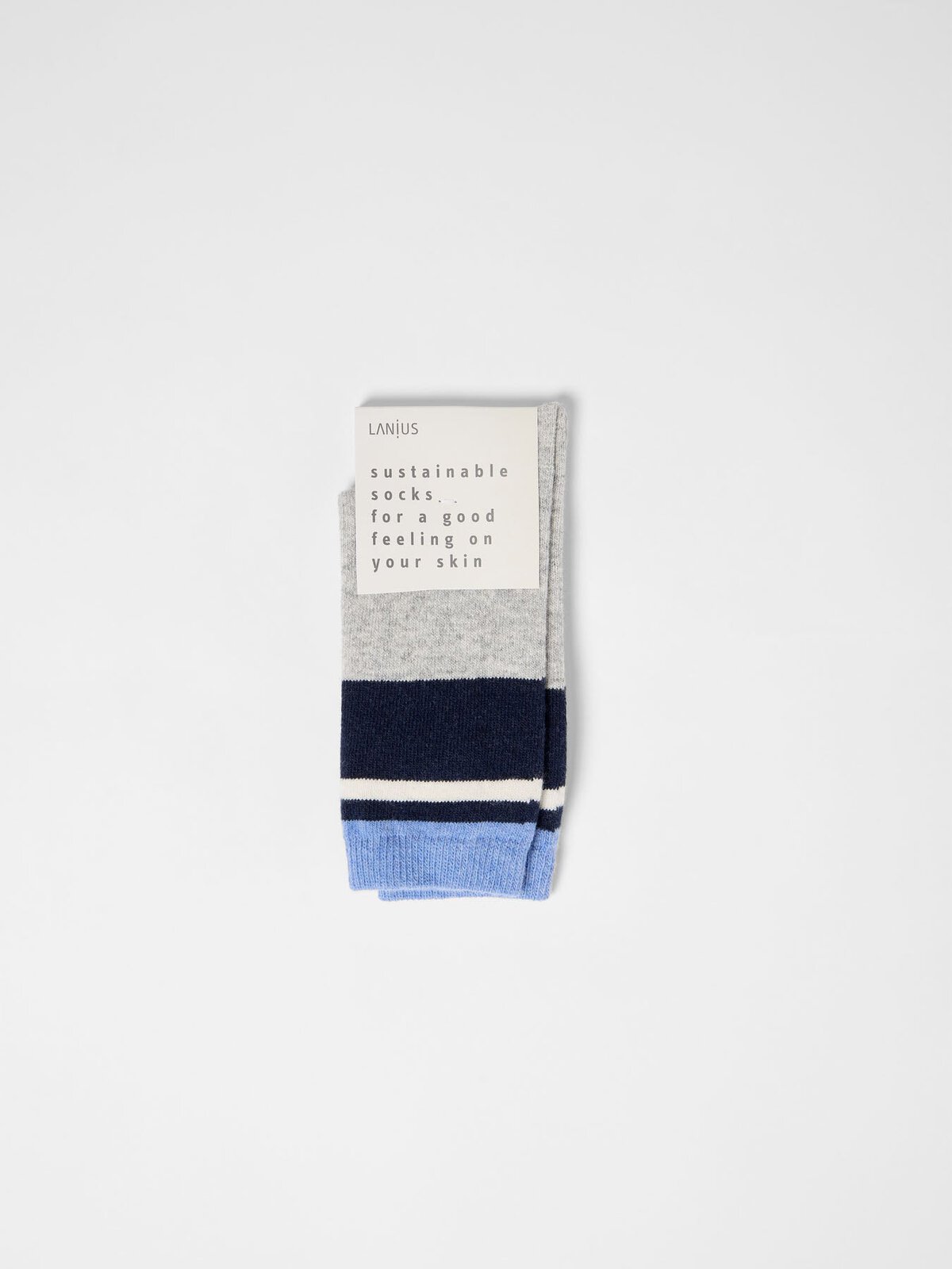 Socken mit Streifen (GOTS) - Grey Melange von Lanius