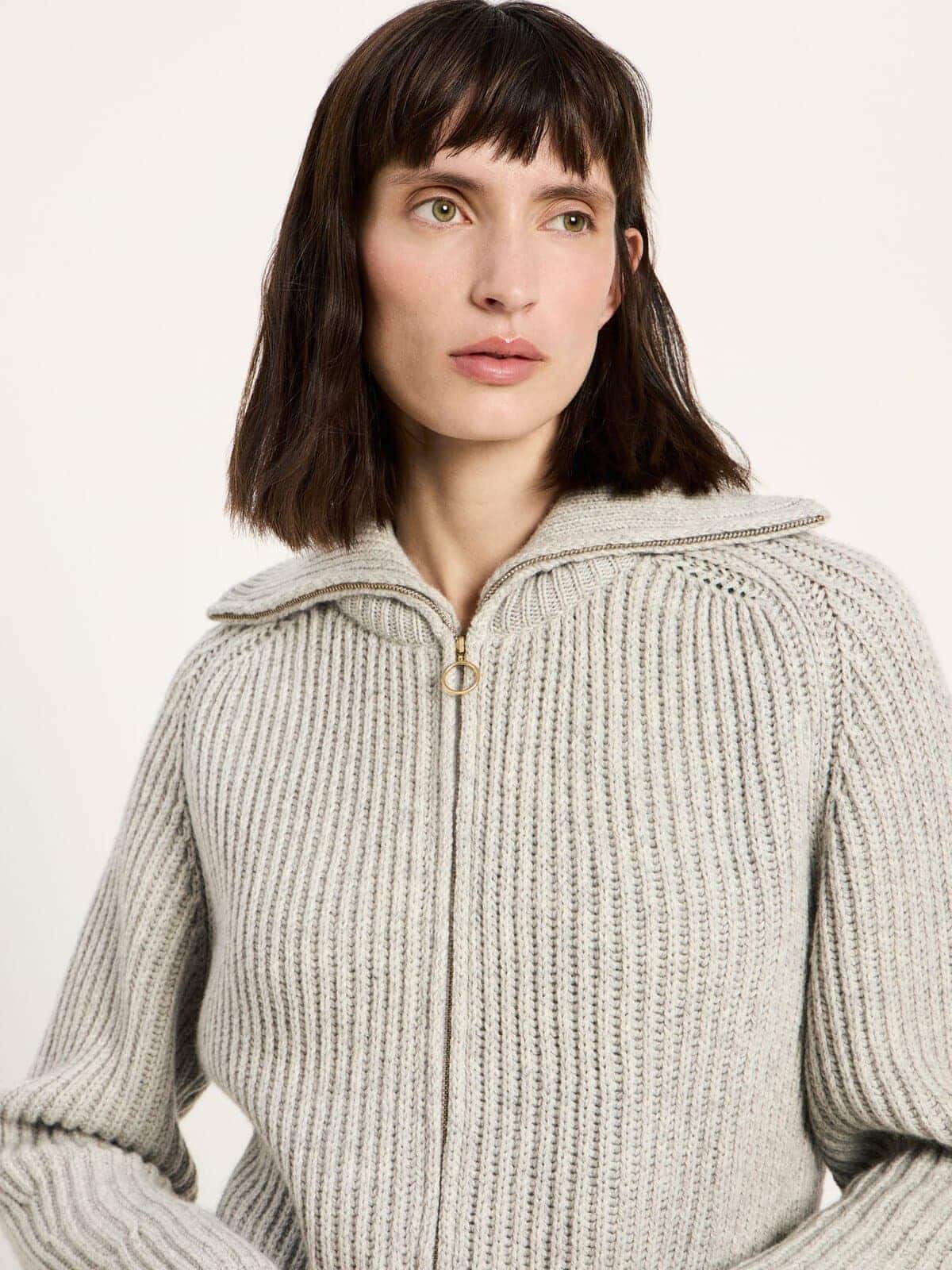 Strickjacke in Rippoptik (GOTS) - Grey von Lanius
