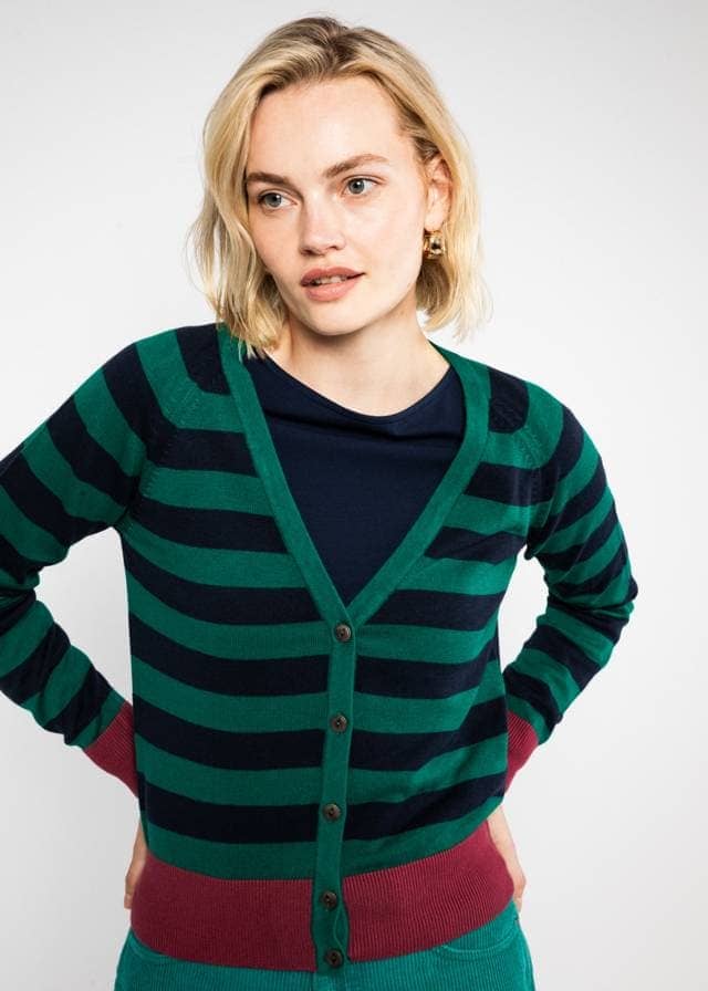 Cardigan Bright Side of Life - Mushroom Knit Stripe von Blutsgeschwister
