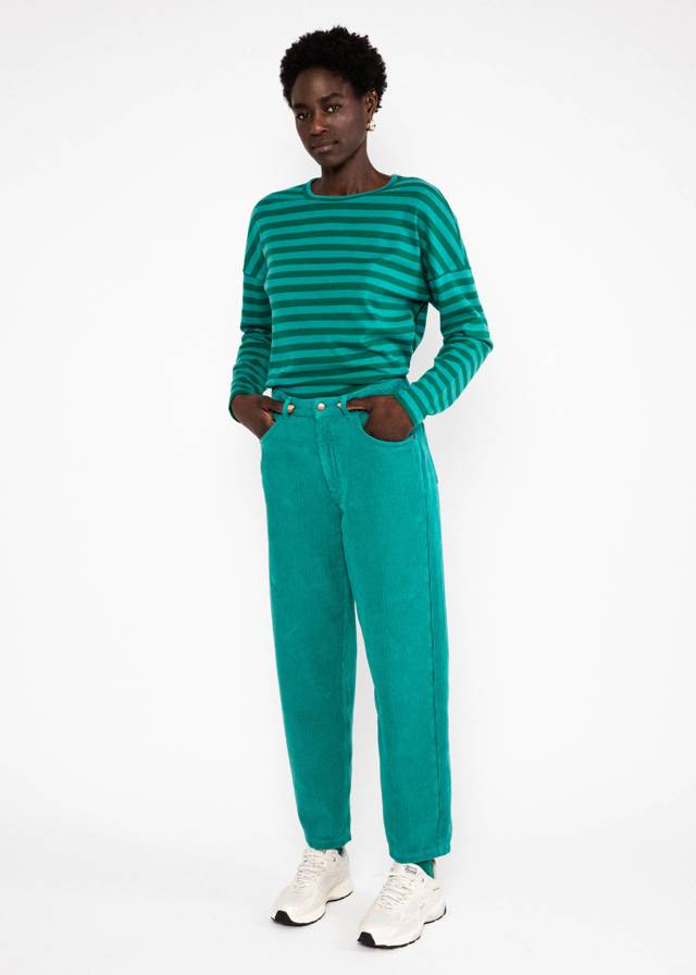Cordhose High Waist Olotte - Emerald Feather Corduroy Green von Blutsgeschwister