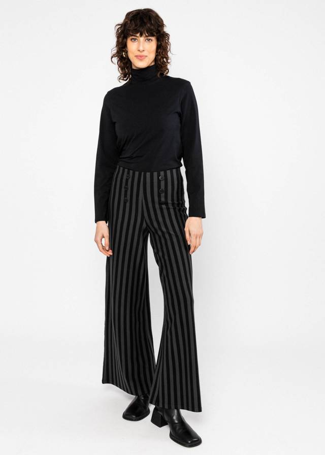 High-Waist-Hose Stereo Rainbow Sailorette - Black Line Stripes von Blutsgeschwister