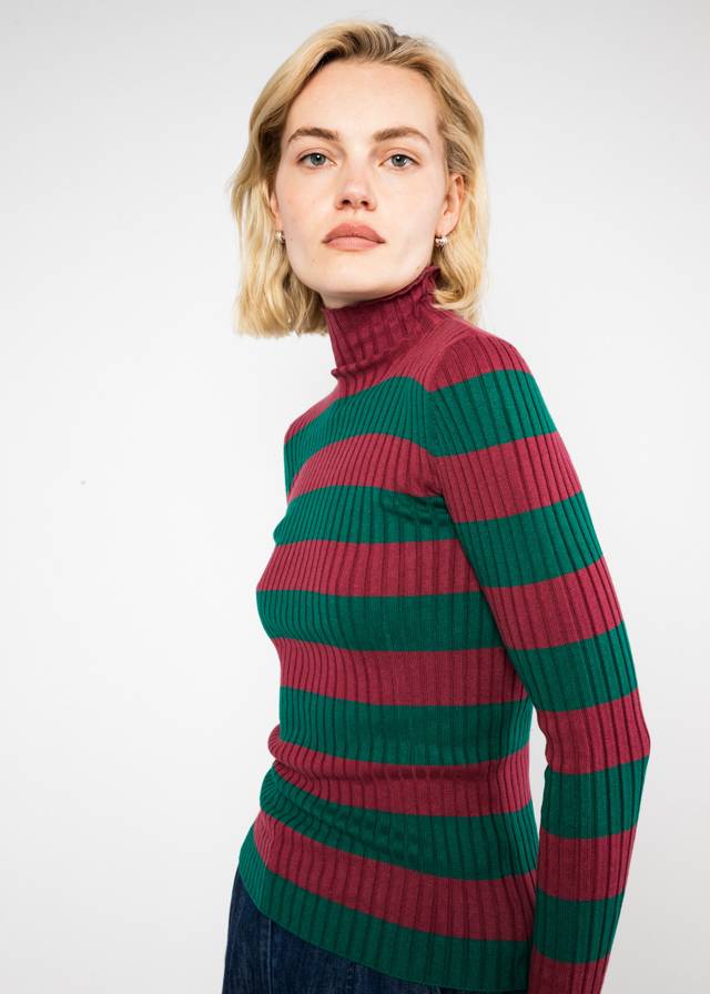 Rollkragenpullover Jazz & Chill Out - Sophisticated In Green Stripe von Blutsgeschwister