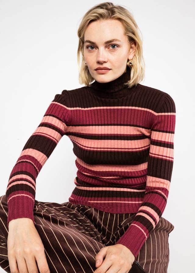 Rollkragenpullover Jazz & Chill Out - Vintage Rose Stripe von Blutsgeschwister