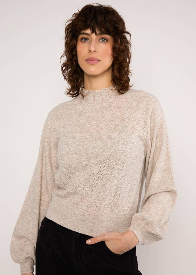 Wollpullover Feeling Fancy - Driftwood Glow Melange Beige von Blutsgeschwister