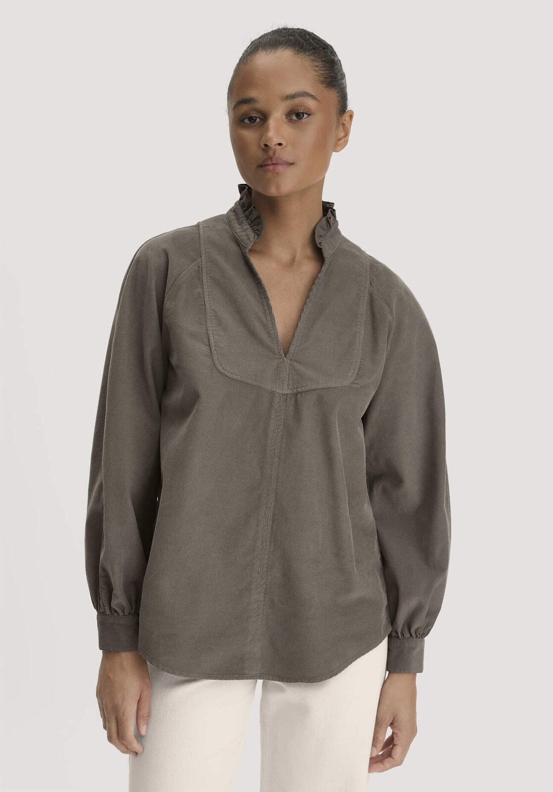 Damen Cord-Bluse Regular aus Bio-Baumwolle - grün von Hessnatur