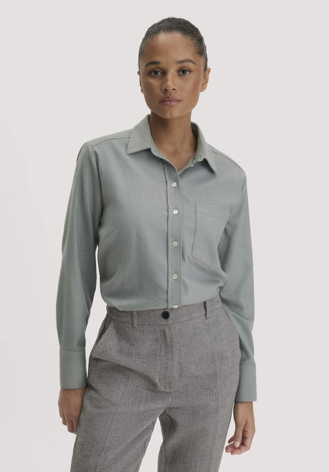 Damen Flanell Bluse Relaxed aus Bio-Baumwolle mit TENCEL™ Lyocell - blau von Hessnatur