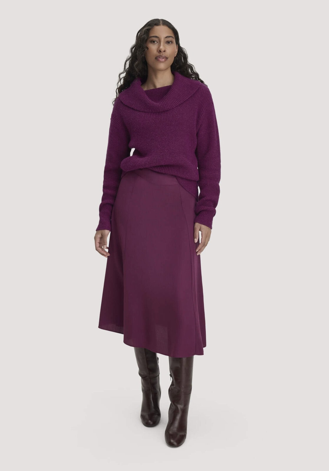 Damen Gewebe Rock Midi aus TENCEL™ Lyocell - rot von Hessnatur