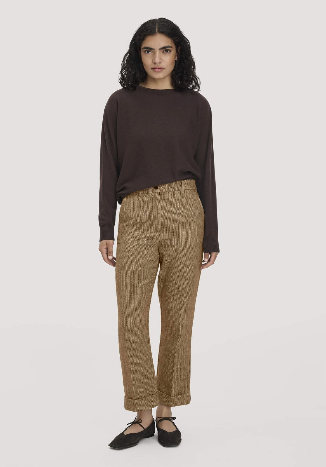 Damen Hose Flared Leg aus Bio-Baumwolle - braun von Hessnatur