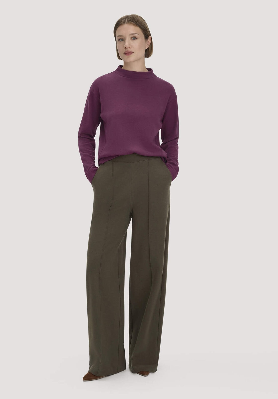 Damen Hose Wide Leg Relaxed aus Bio-Baumwolle - grün von Hessnatur