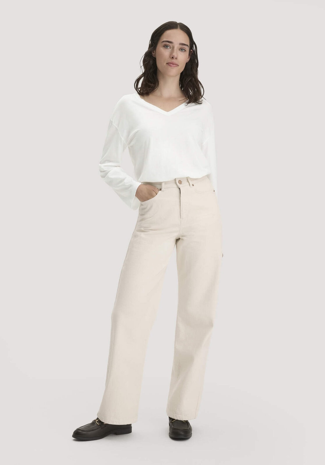 Damen Jeans ALVA Wide Leg UNDYED aus Bio-Baumwolle mit Recycled-Baumwolle - natur von Hessnatur