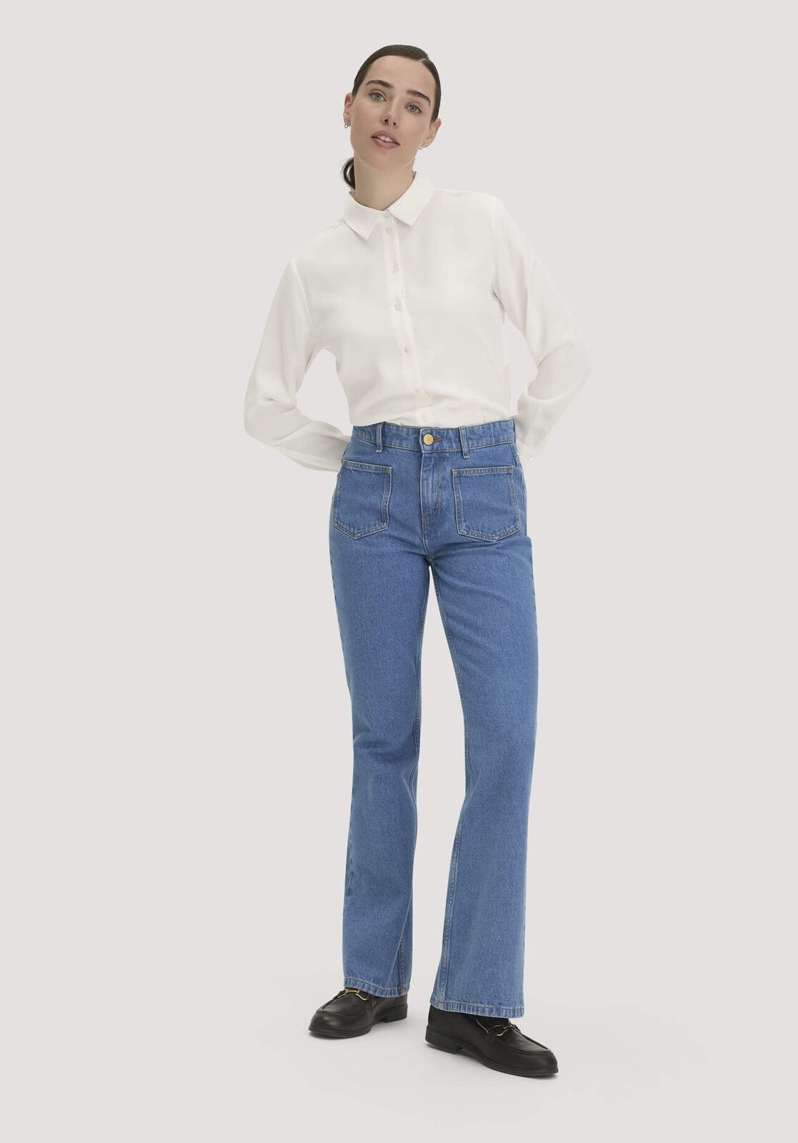 Damen Jeans Flared Leg aus Bio-Baumwolle - blau von Hessnatur