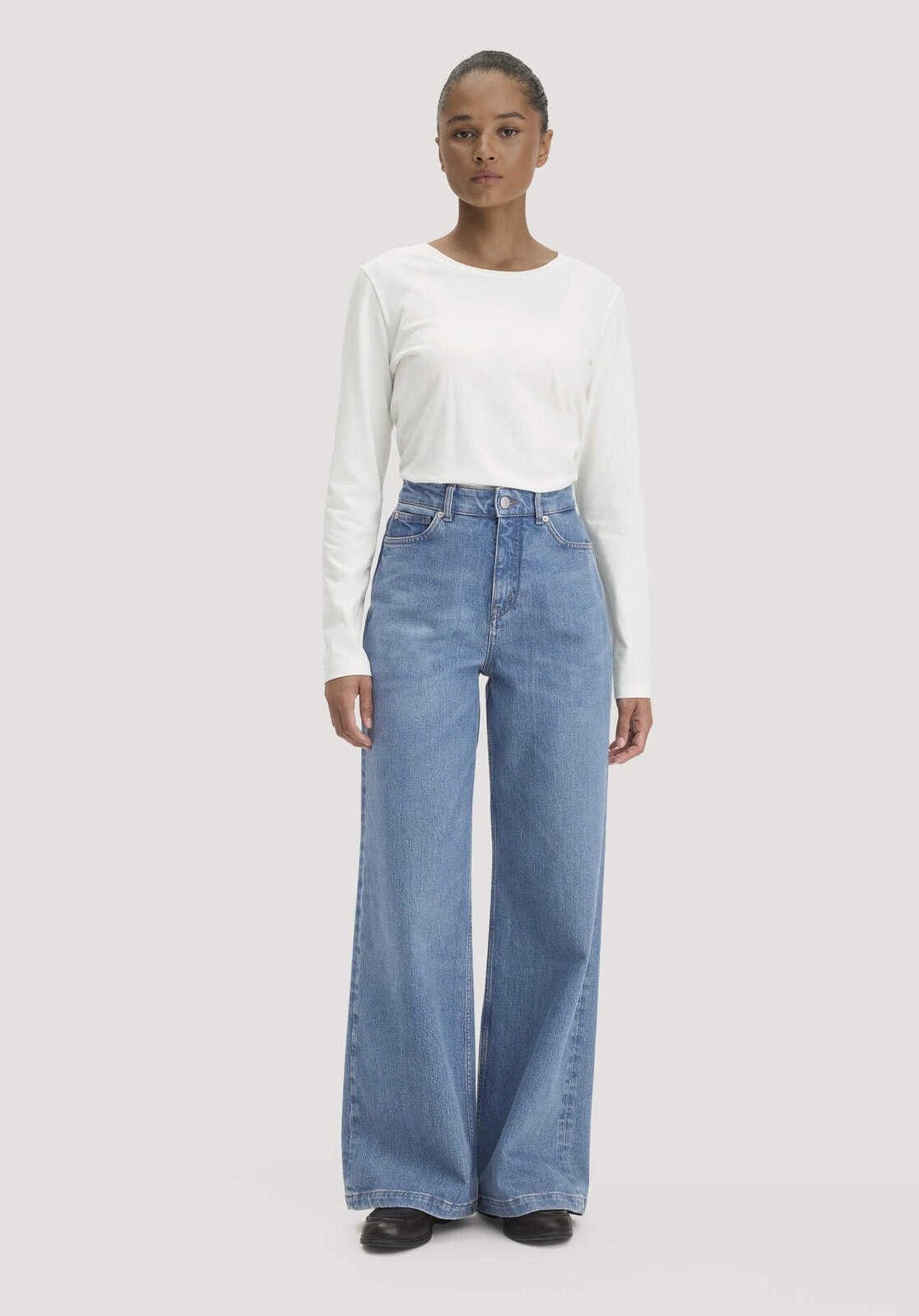 Damen Jeans Super Wide Leg aus Bio-Denim - blau von Hessnatur