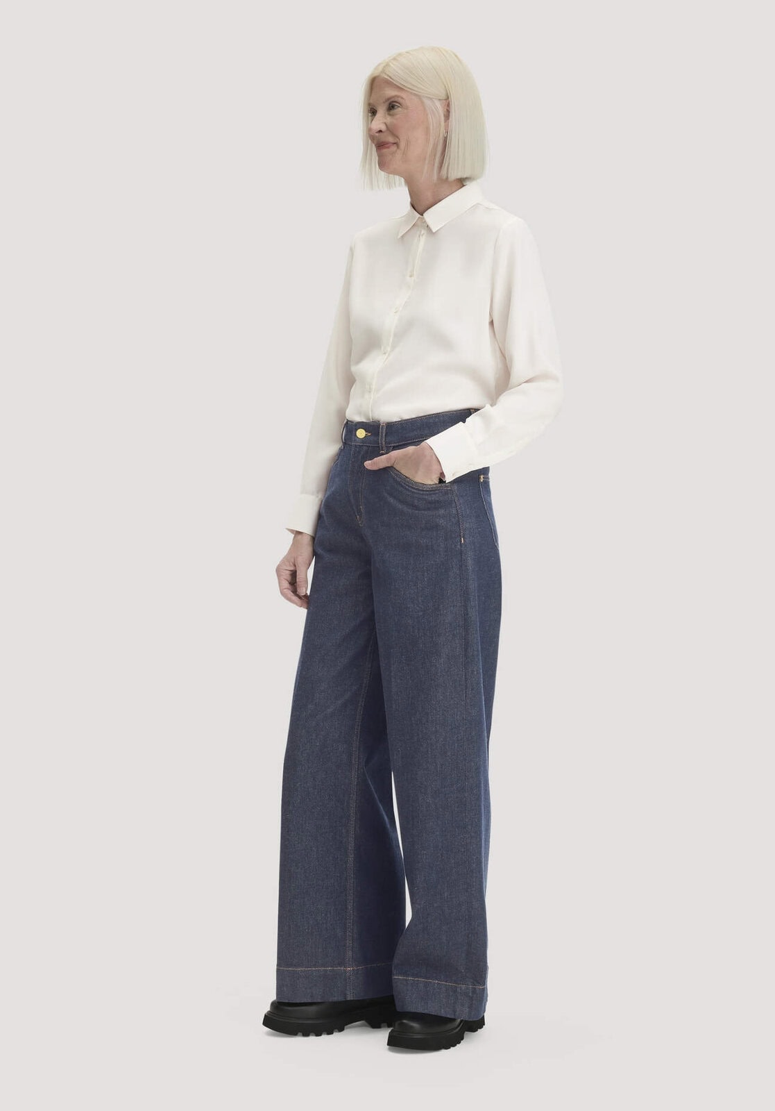 Damen Jeans VONNA Super Wide Leg aus Bio-Baumwolle - blau von Hessnatur