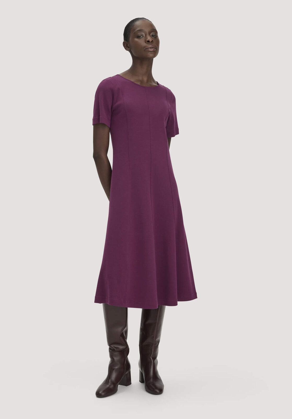 Damen Jersey Kleid Kniebedeckend Slim aus Bio-Baumwolle - rot von Hessnatur
