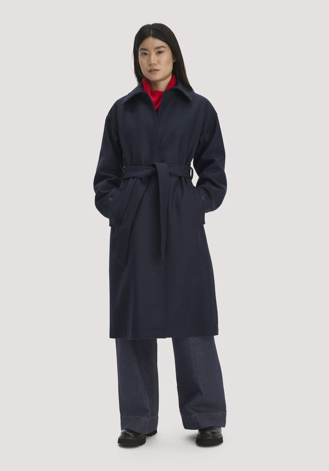 Damen Mantel Boiled Wool Oversized aus Bio-Schurwolle - blau von Hessnatur