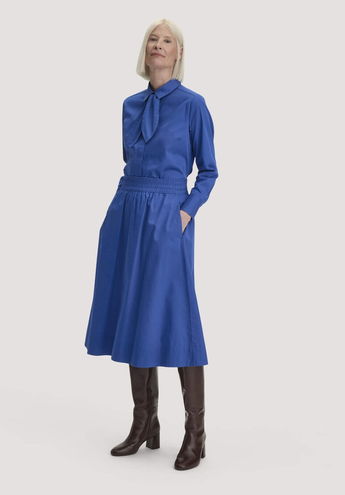 Damen Midi Rock aus Bio-Baumwolle - blau von Hessnatur