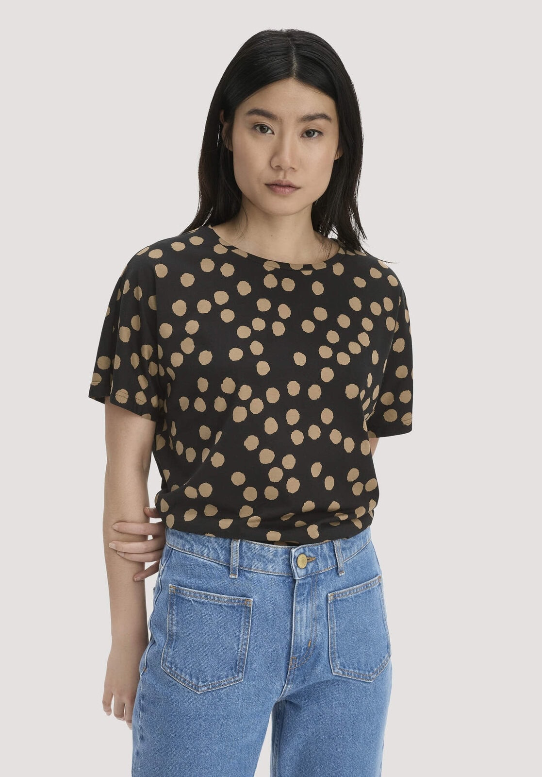 Damen Print T-Shirt Oversize aus Bio-Baumwolle - schwarz von Hessnatur