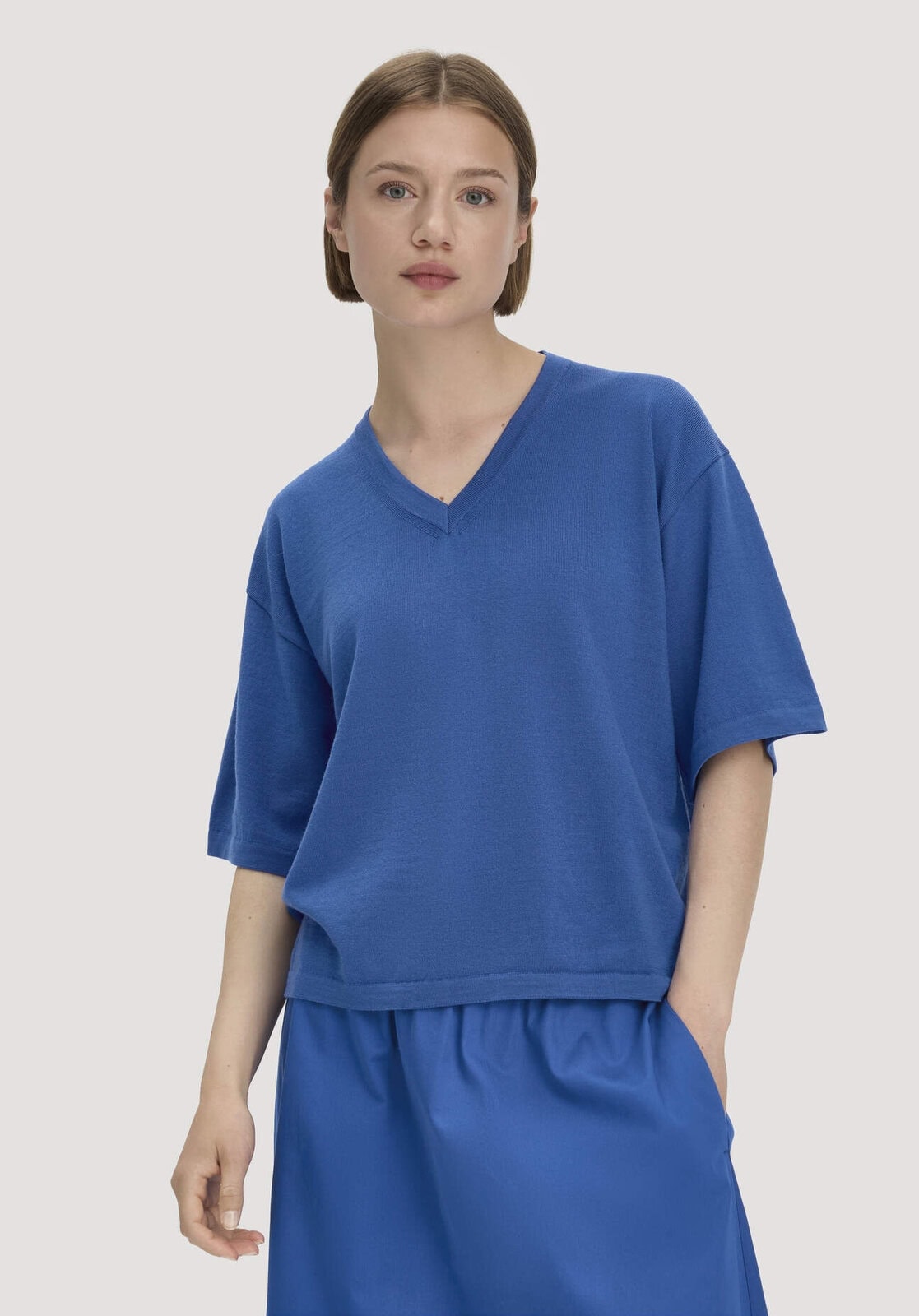 Damen Pullover Oversize aus Bio-Merinowolle - blau von Hessnatur