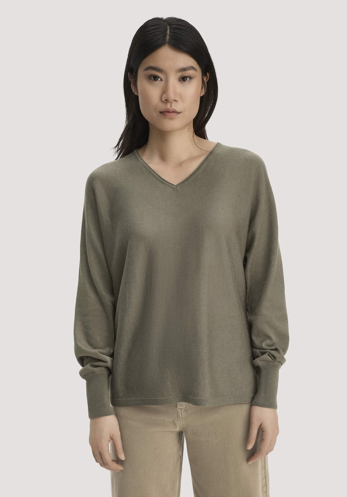 Damen Pullover Oversize aus TENCEL™ Lyocell und Bio-Baumwolle - grün von Hessnatur
