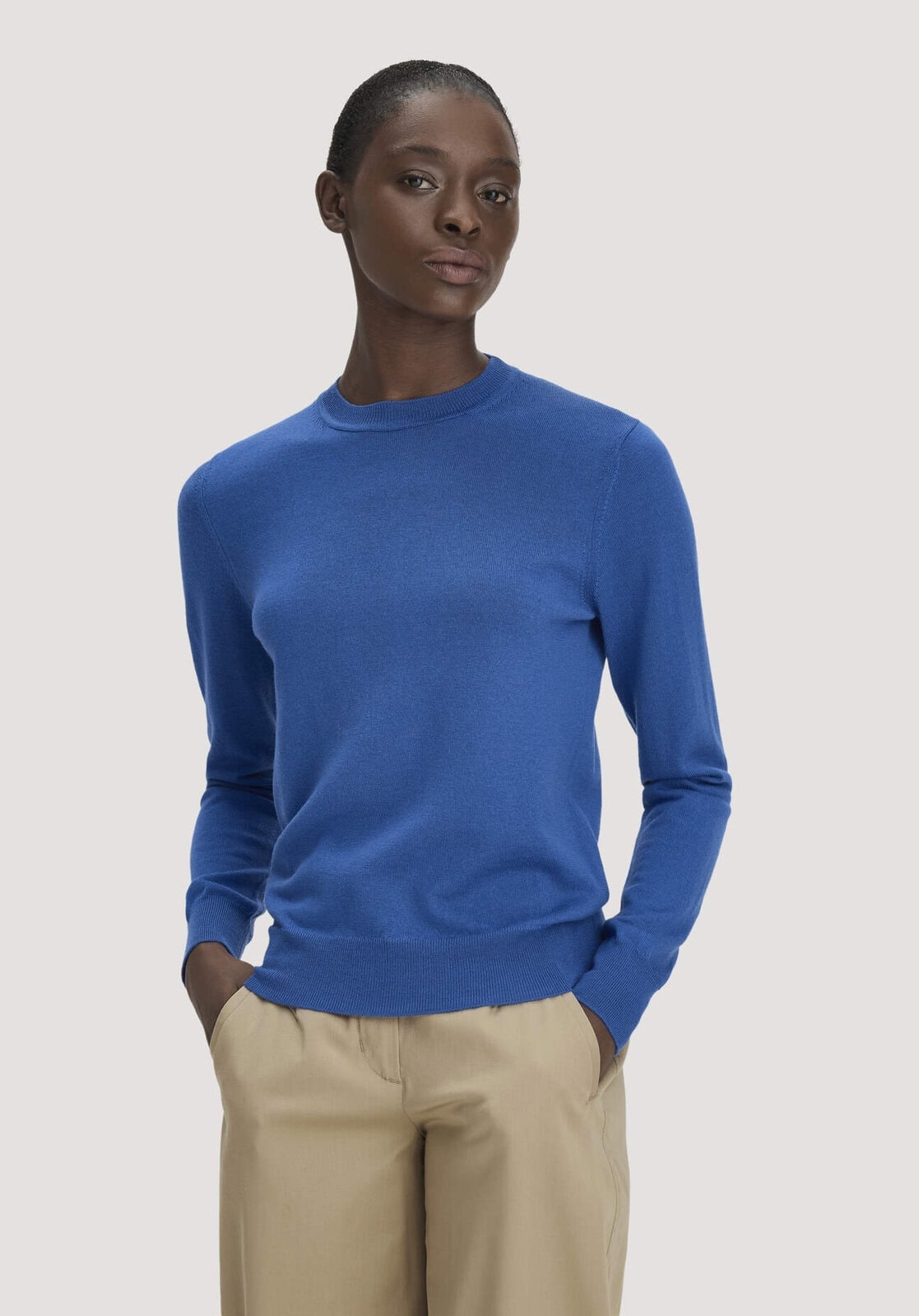Damen Pullover Regular aus Bio-Merinowolle - blau von Hessnatur