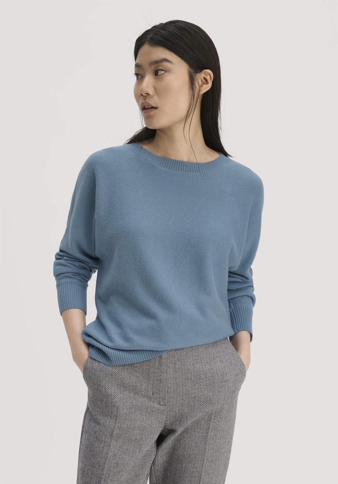 Damen Pullover Relaxed aus Bio-Schurwolle mit Cashmere - blau von Hessnatur