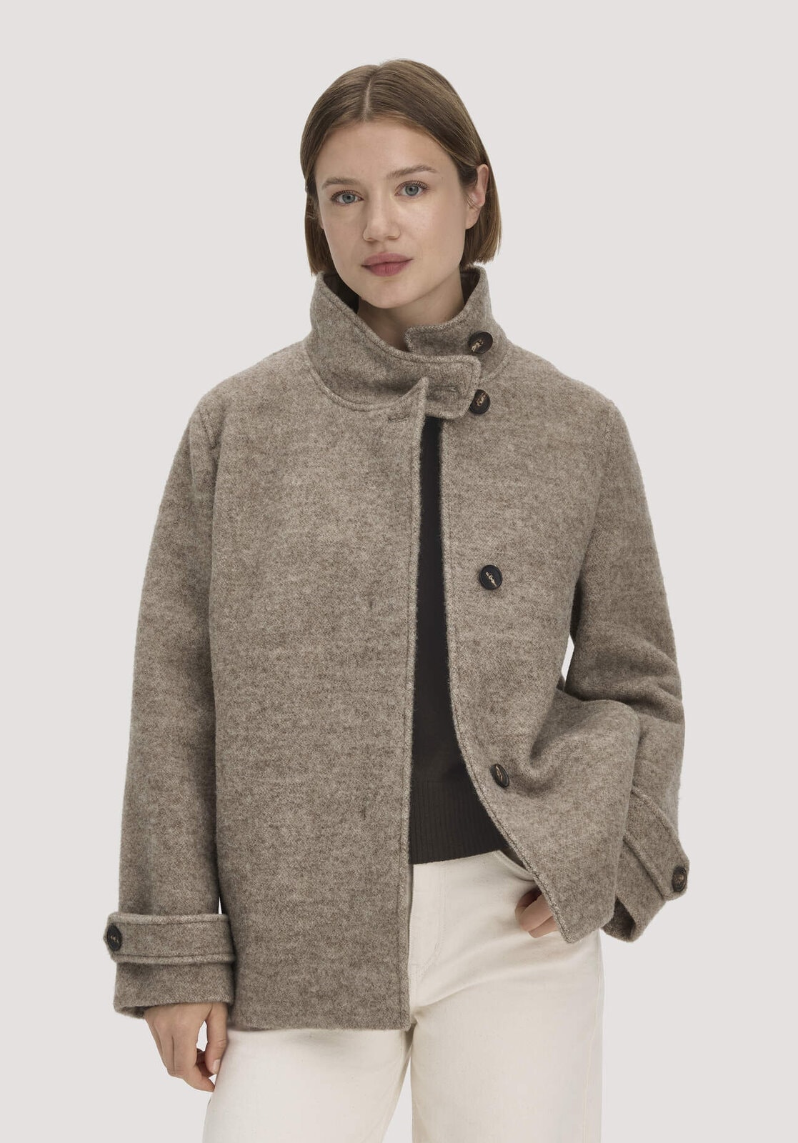 Damen Rhön Jacke Relaxed aus Rhönschaf- und europäischer Schurwolle - beige von Hessnatur