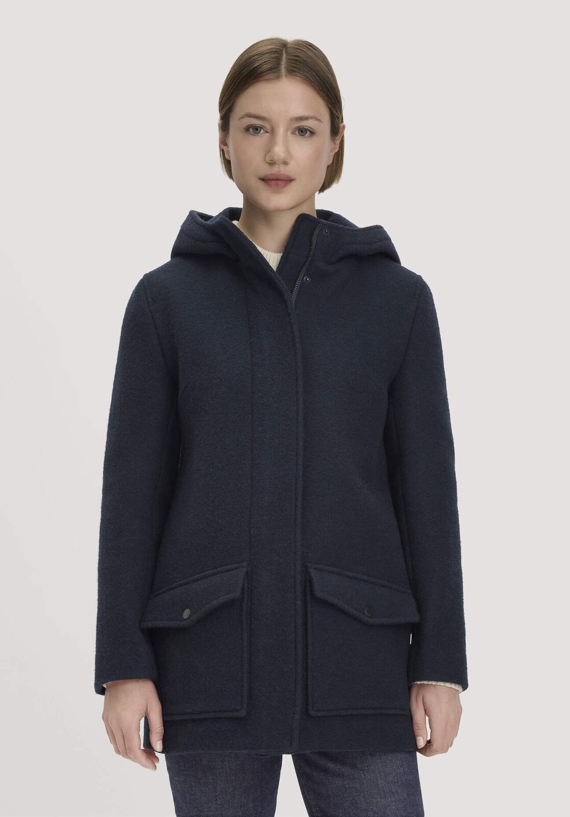 Damen Rhön-Parka mit Kapuze Regular aus Rhönwolle und europäischer Schurwolle - blau von Hessnatur