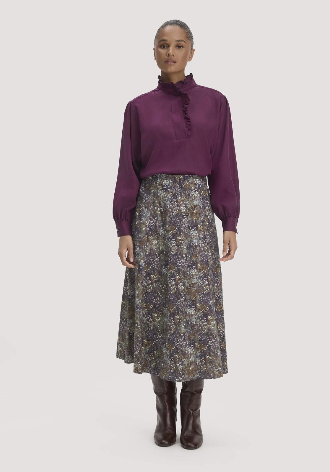 Damen Rock Midi aus TENCEL™ Lyocell- und LENZING™ ECOVERO™ Viskose - lila von Hessnatur