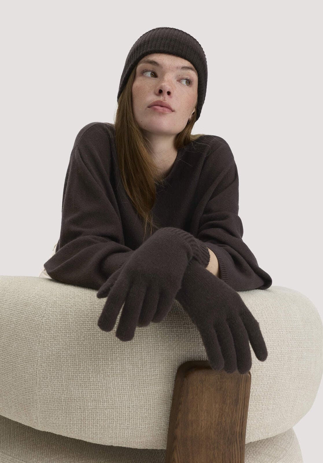 Damen Strick Handschuhe aus Bio-Merinowolle mit Cashmere - braun von Hessnatur