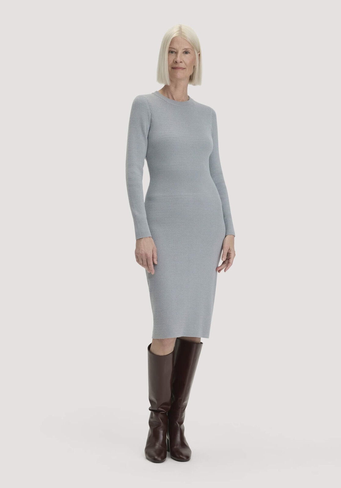 Damen Strick Kleid Regular aus Bio-Baumwolle mit Bio-Merinowolle - blau von Hessnatur