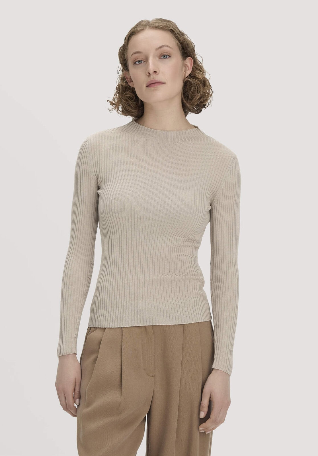 Damen Strick Pullover Fitted aus TENCEL™ Lyocell mit Bio-Baumwolle - beige von Hessnatur
