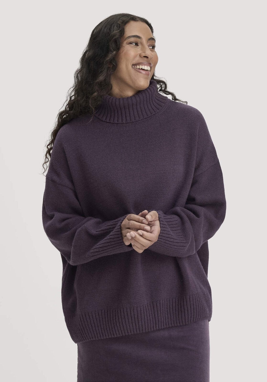 Damen Strick Pullover Oversize aus Bio-Merinowolle mit Bio-Baumwolle - lila von Hessnatur