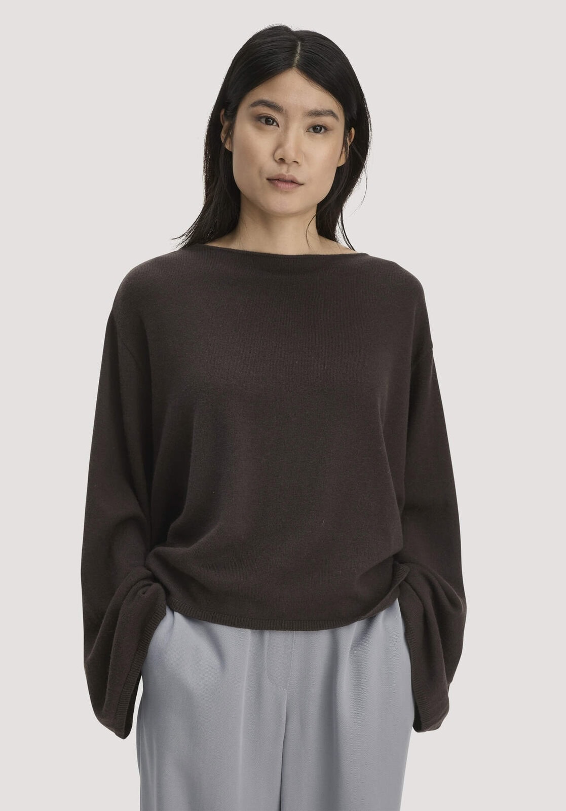 Damen Strick Pullover Oversize aus Bio-Merinowolle mit Cashmere - braun von Hessnatur