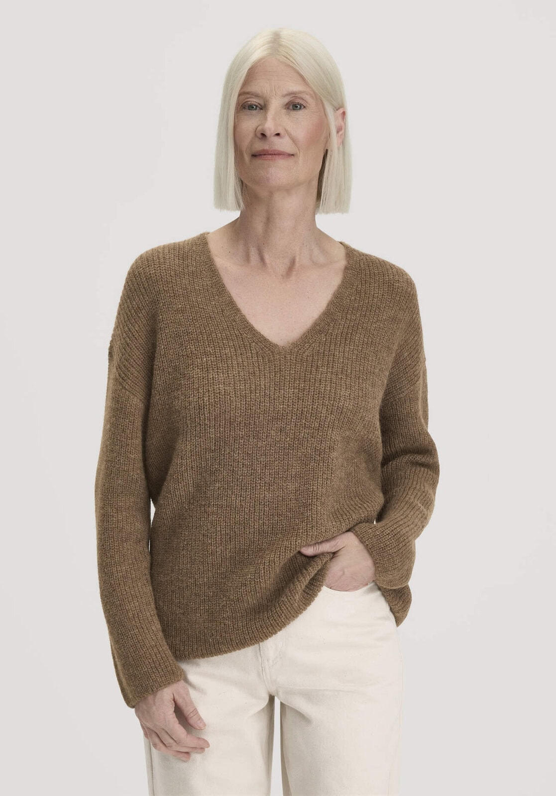 Damen Strick Pullover Relaxed aus Alpaka - braun von Hessnatur