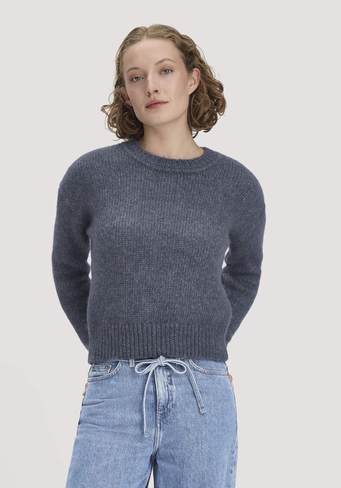 Damen Strick Pullover Relaxed aus Alpaka mit Bio-Baumwolle - blau von Hessnatur