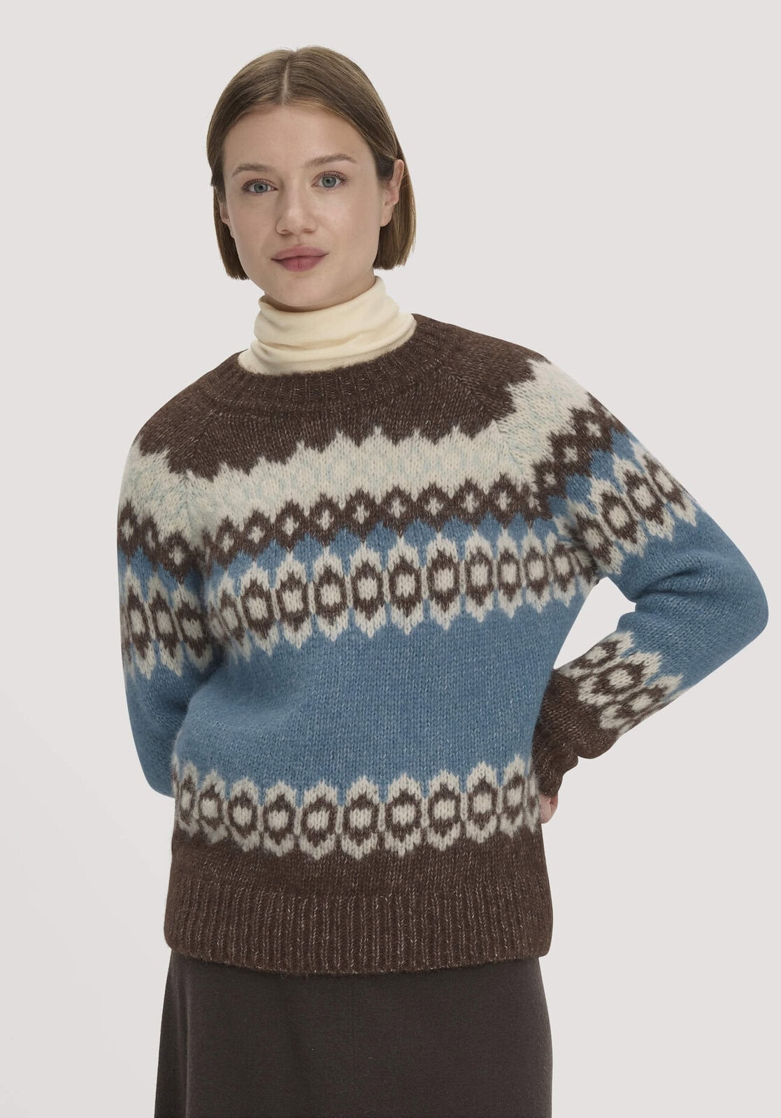 Damen Strick Pullover Relaxed aus Alpaka und Bio-Baumwolle - blau von Hessnatur