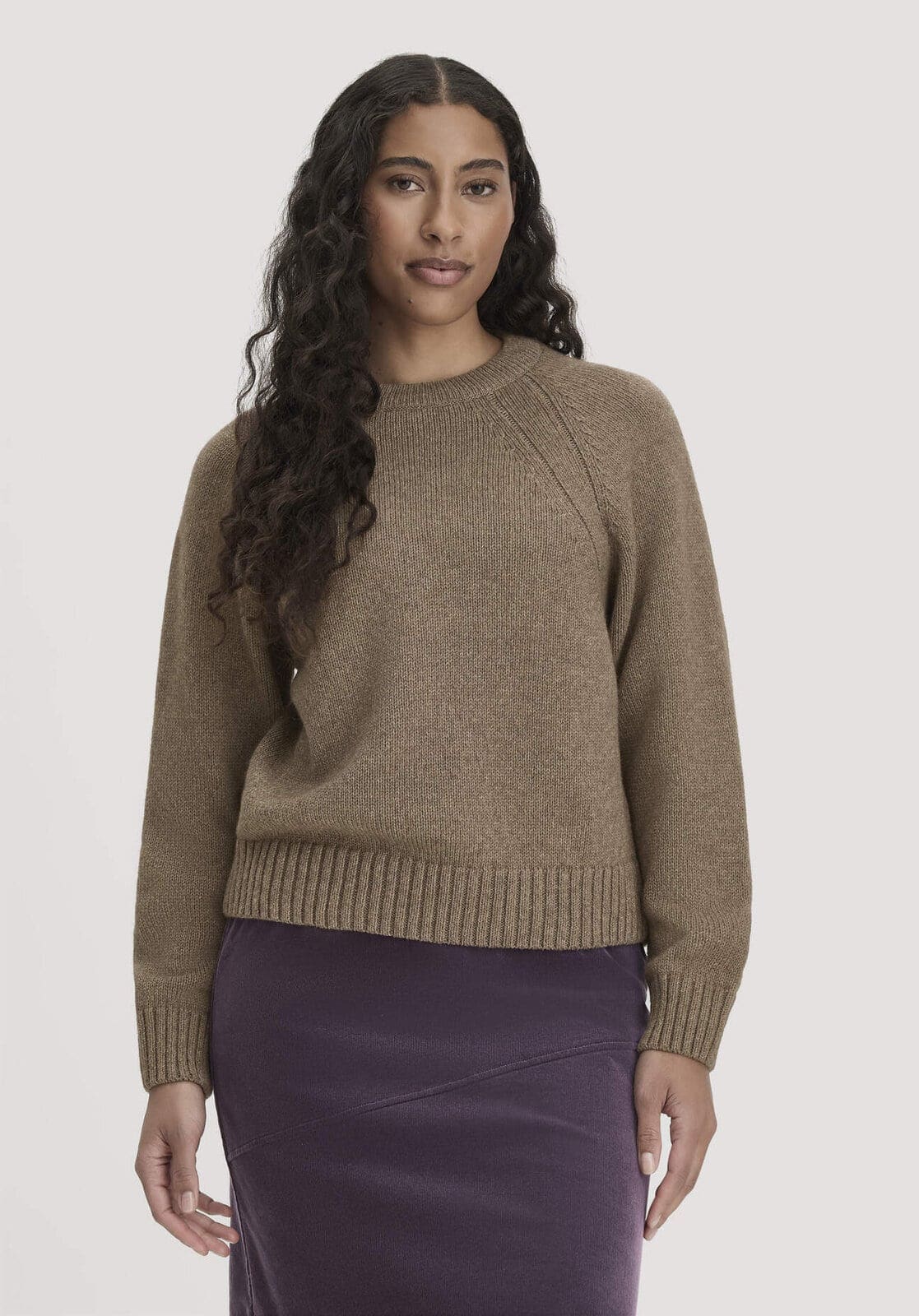 Damen Strick Pullover Relaxed aus Wolle mit Bio-Baumwolle - braun von Hessnatur