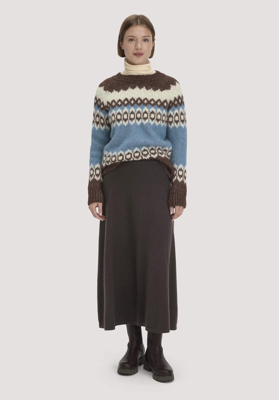 Damen Strick Rock Midi Regular aus Bio-Merinowolle mit Cashmere - braun von Hessnatur