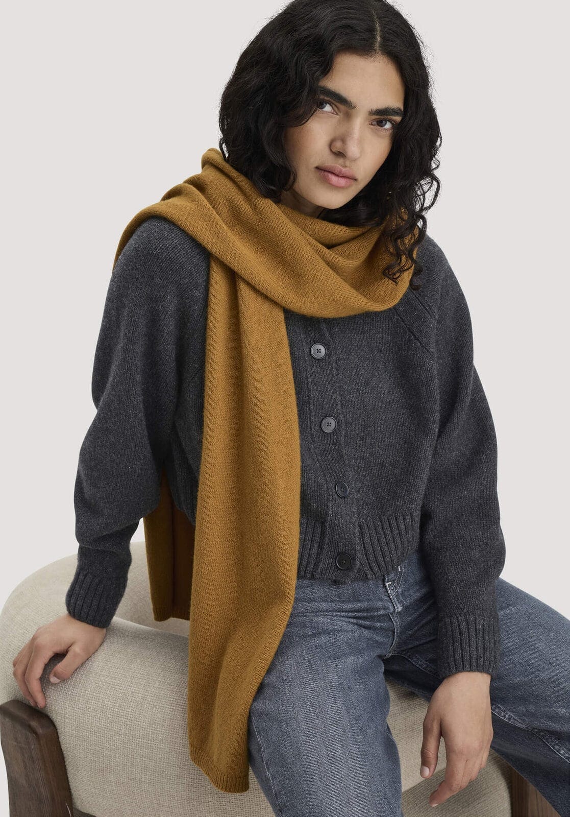 Damen Strick Schal aus Bio-Merinowolle mit Bio-Baumwolle - orange von Hessnatur