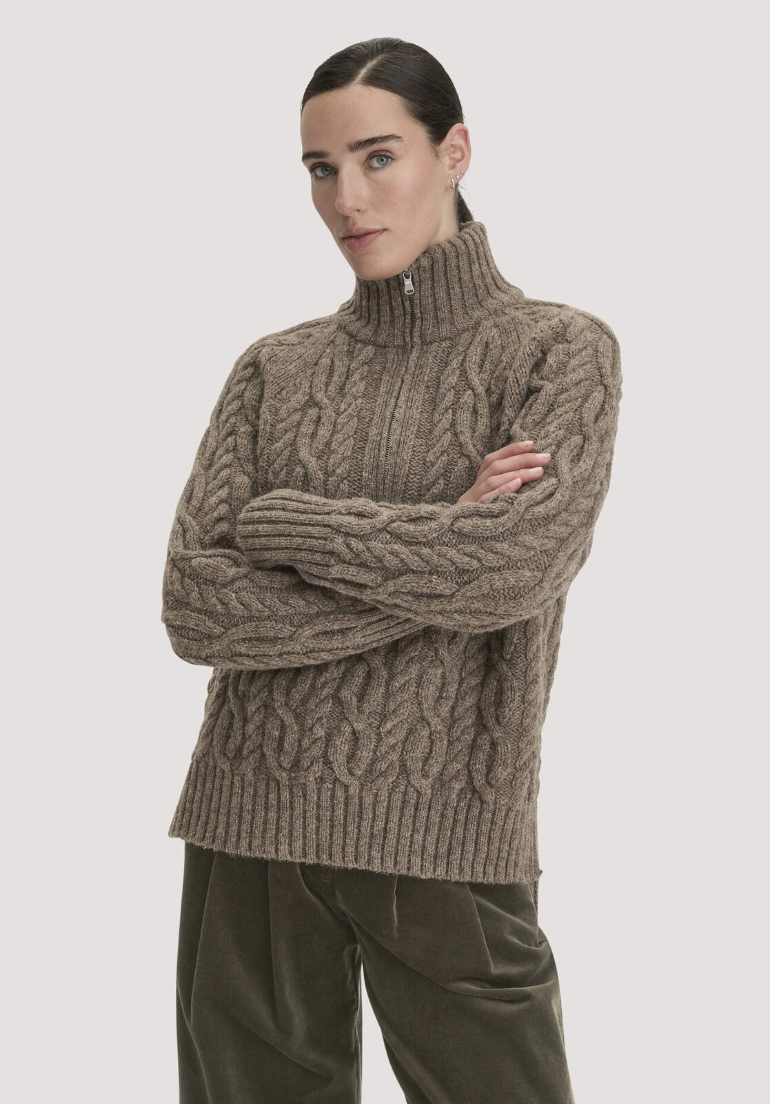 Damen Strick Troyer Oversize aus Rhönwolle und europäischer Schurwolle - beige von Hessnatur