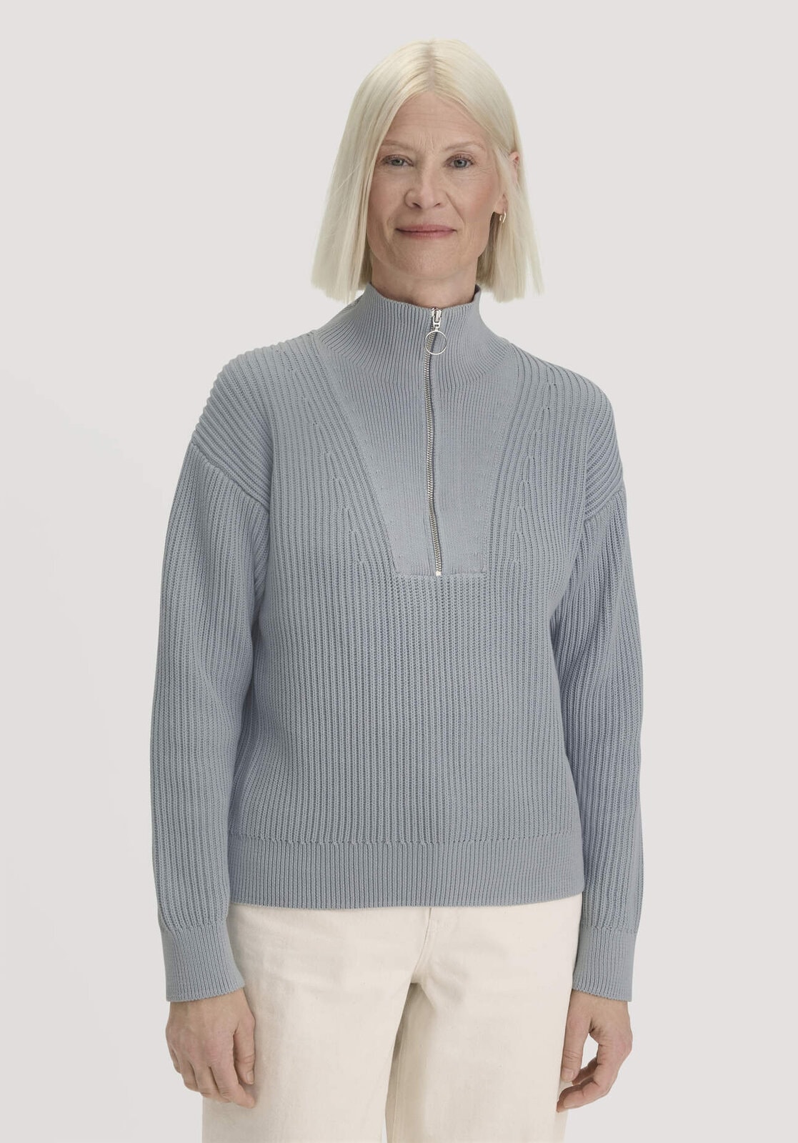 Damen Strick Troyer Relaxed aus Bio-Baumwolle - blau von Hessnatur